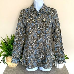 BANANA REPUBLIC Blue Paisley Button-down Shirt XS